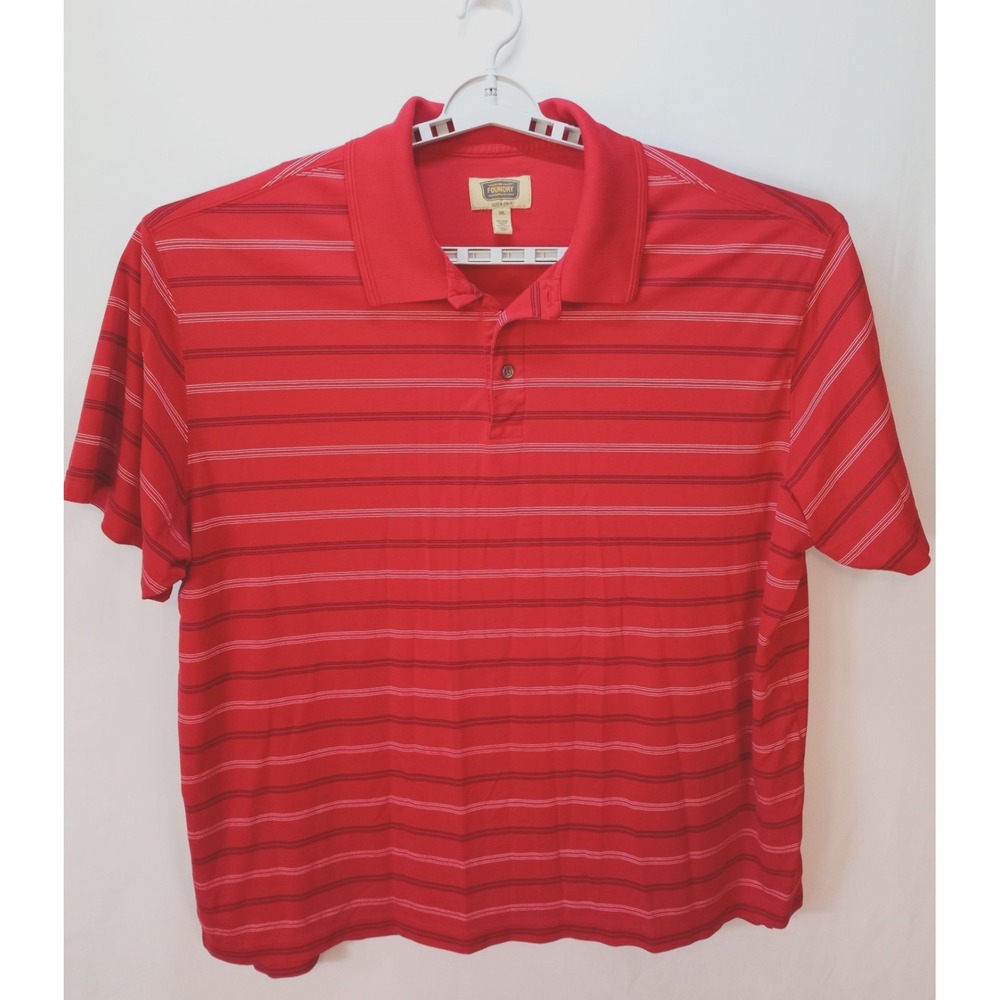 Foundry‎ Quick Dri Men's Polo Shirt, 3XL, Red Striped